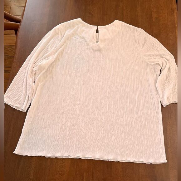 Anthony Richards White Crinkle Textured 3/4 Sleeve Boho Tunic Top Fits XL–XXL - Picture 5 of 7